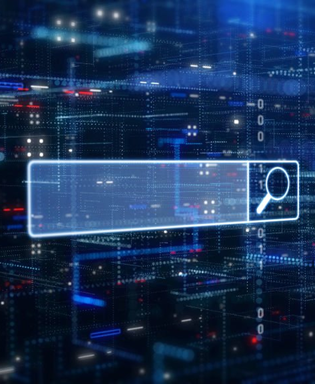 search bar against a blue technical background